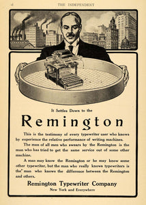 1907 Ad Remington Typewriter Businessman City Skyline - ORIGINAL TIN4