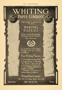 1907 Ad Whiting Writing Paper Business Correspondence - ORIGINAL TIN4