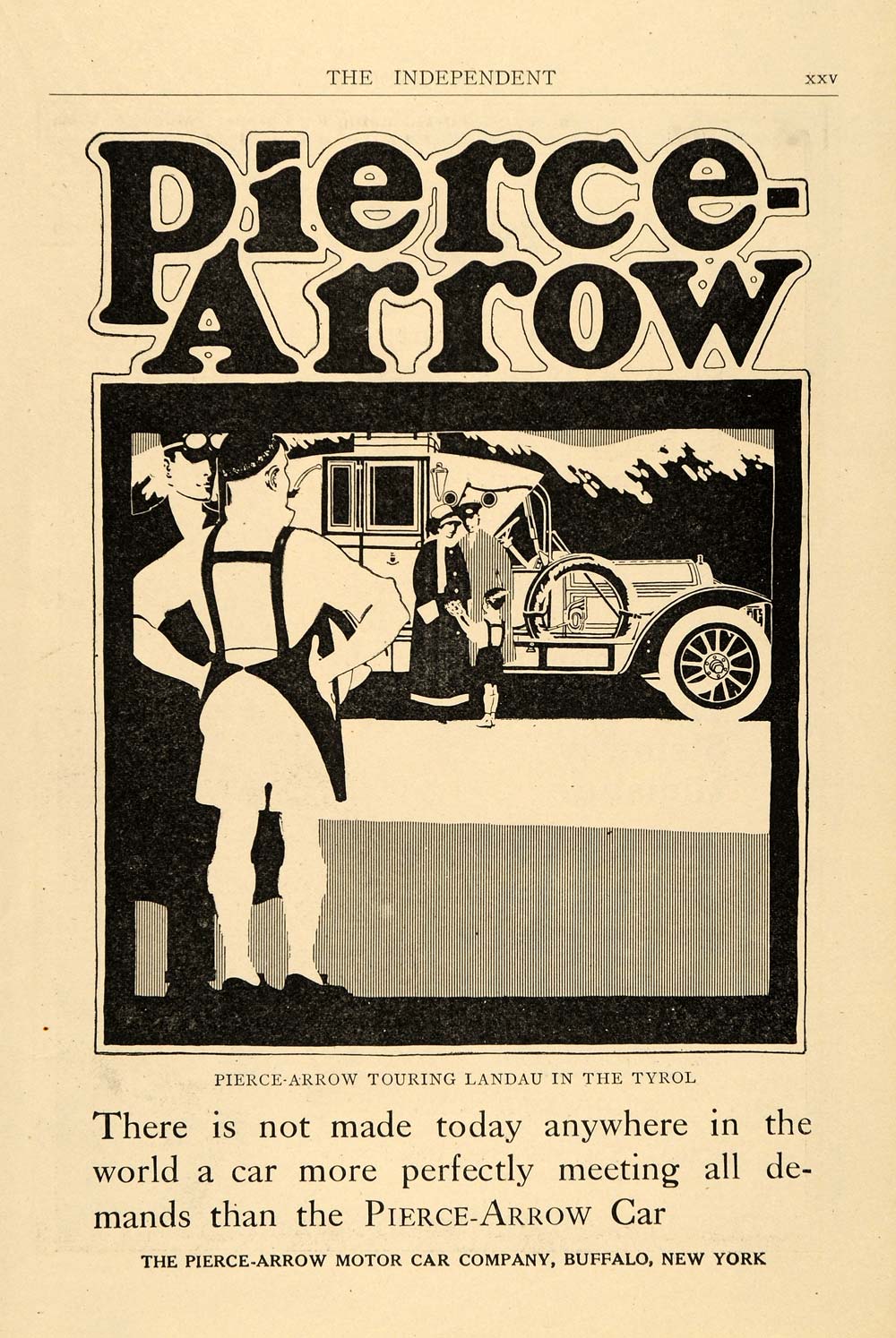 1911 Ad Antique Pierce Arrow Touring Landau in Tyrol - ORIGINAL ADVERTISING TIN4