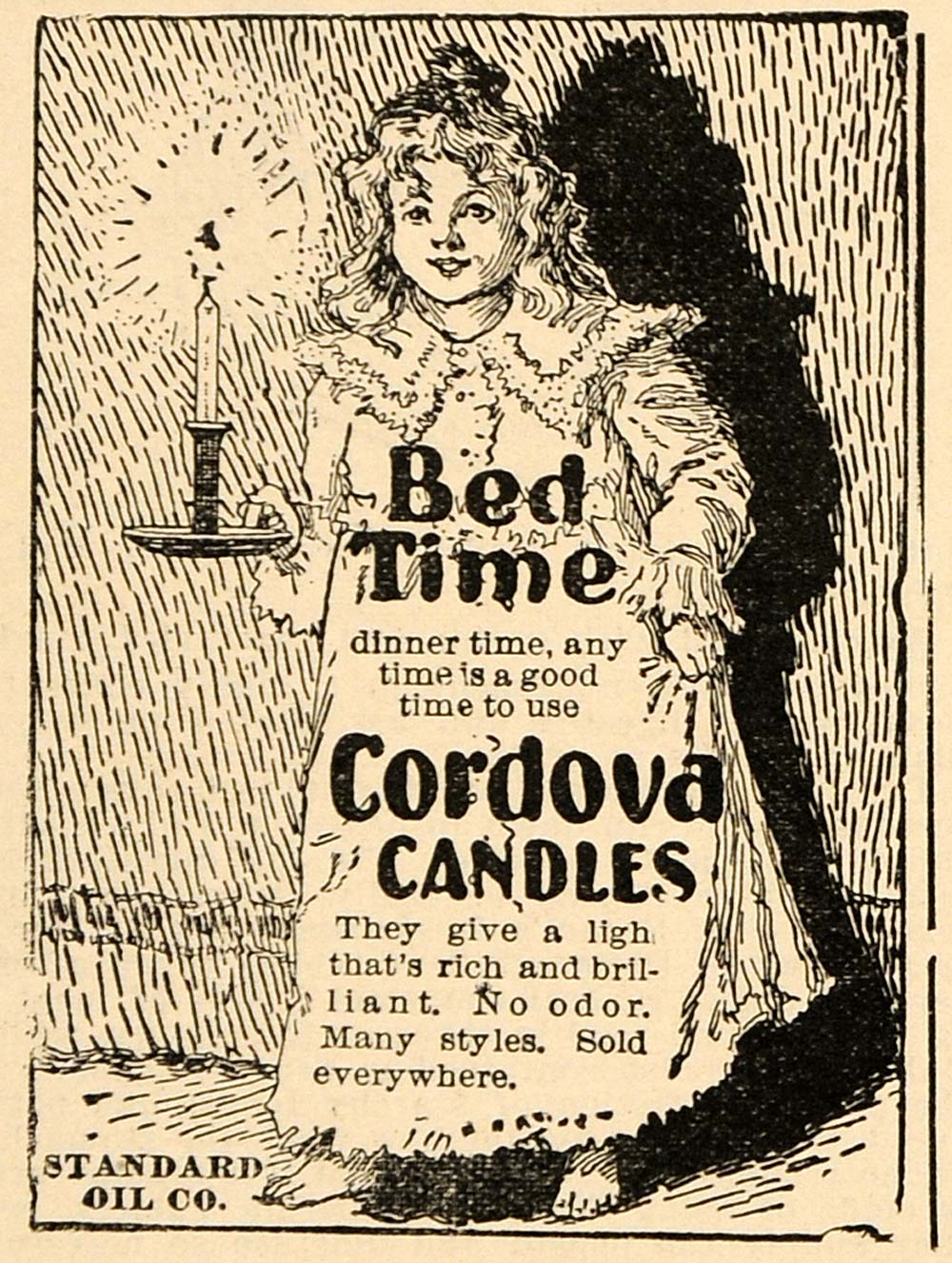 1901 Ad Cordova Candles Standard Oil Bedtime Lighting - ORIGINAL TIN4