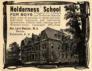 1906 Ad Holderness Boys School Reverend Lorin Webster - ORIGINAL TIN4