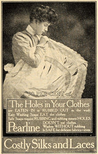 1906 Ad Pearline Soap Laundry Detergent Silk Lace Safe - ORIGINAL TIN4