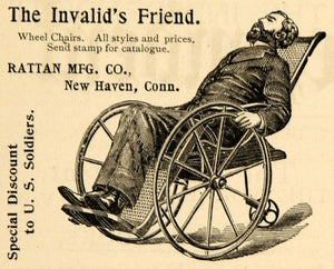 1898 Ad Antique Wheelchari Rattan Invalid's Friend Conn - ORIGINAL TIN4