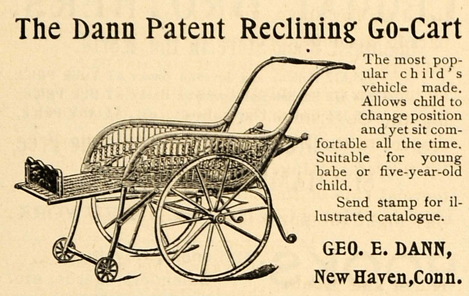 1898 Ad George E. Dann Patent Reclining Go-Cart Antique - ORIGINAL TIN4