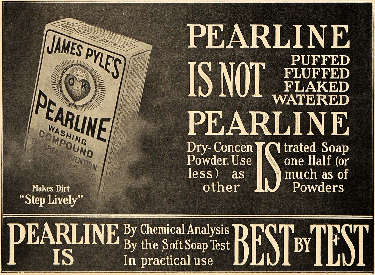 Pyles Pearline 1911 Ad James Pyles Pearline Washing Compound Detergent - ORIGINAL TIN ...