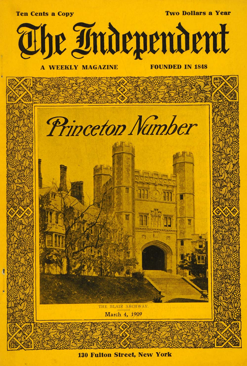 1909 Cover Independent Princeton Univ. Blair Archway - ORIGINAL TIN4