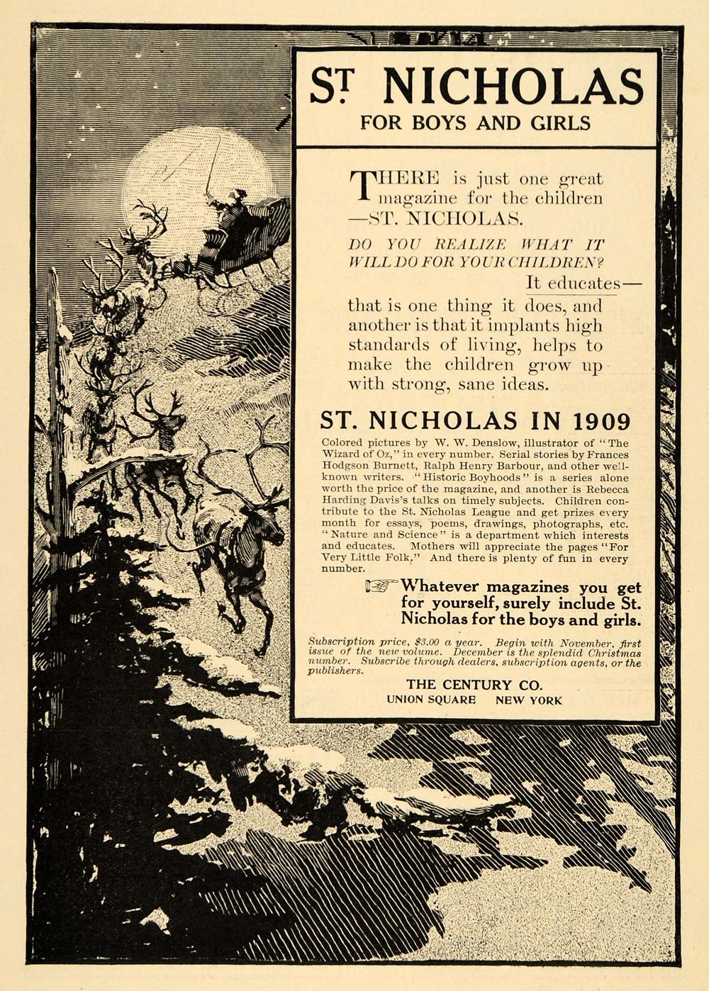 1908 Ad St. Nicholas Magazine Boys Girls Century Co. - ORIGINAL ADVERTISING TIN4