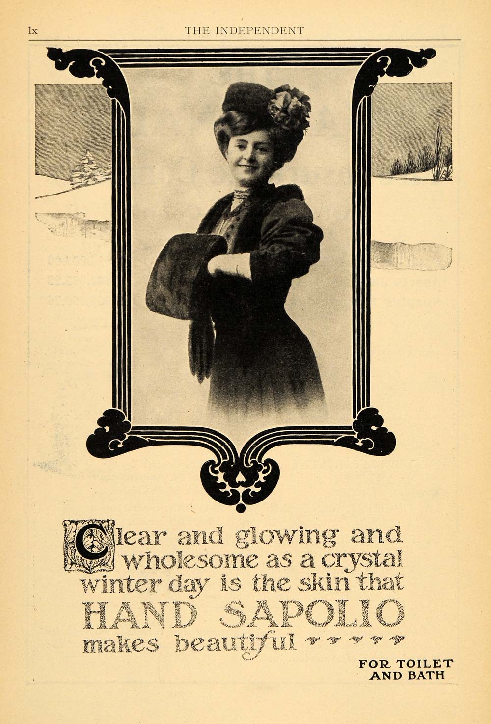 1908 Ad Sapolio Toilet Bath Soap Skin Cleanser Women - ORIGINAL ADVERTISING TIN4