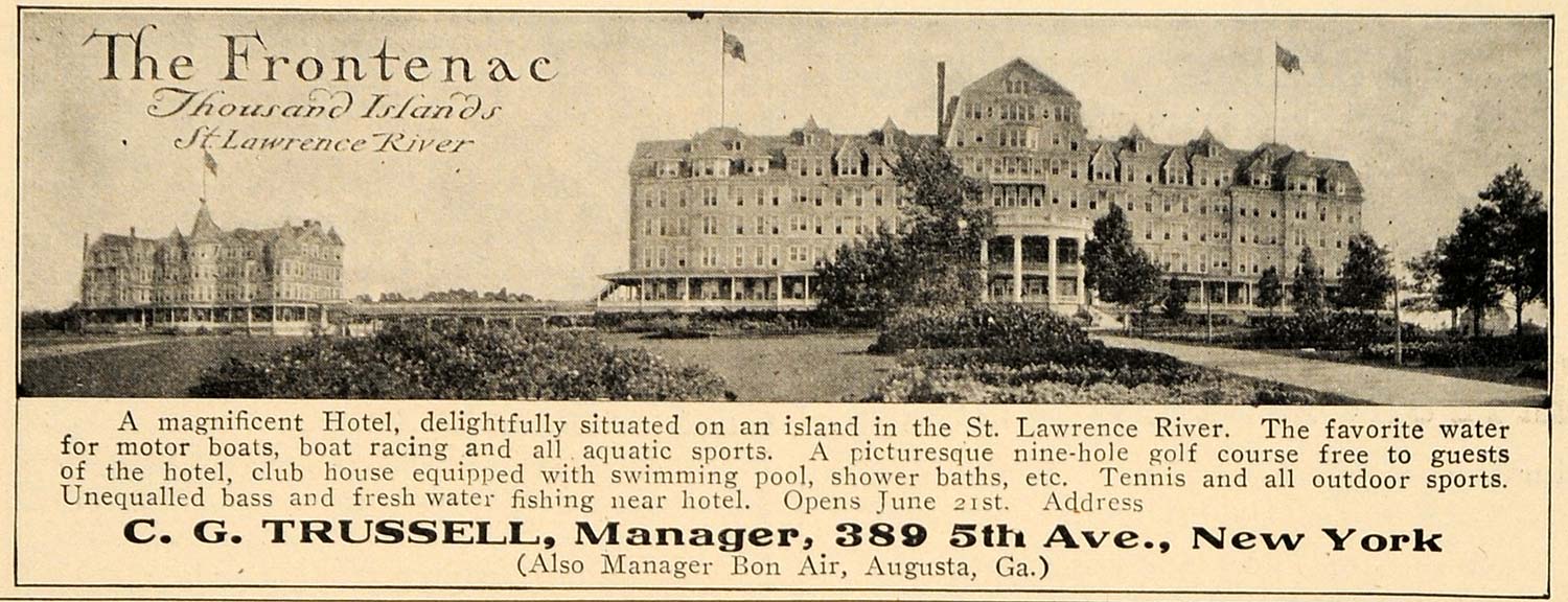 1911 Ad Frontenac Hotel St. Lawrence River Resort Golf - ORIGINAL TIN4