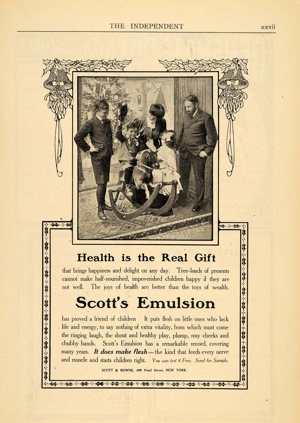 1905 Ad Scott Bowne Emulsion Rocking Horse Chair Child - ORIGINAL TIN5