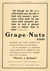 1911 Ad Postum Cereal Co. Grape-Nuts Breakfast Food - ORIGINAL ADVERTISING TIN5