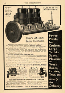 1912 Ad Gray Motor Co. Engine Horse Power Plants - ORIGINAL ADVERTISING TIN5