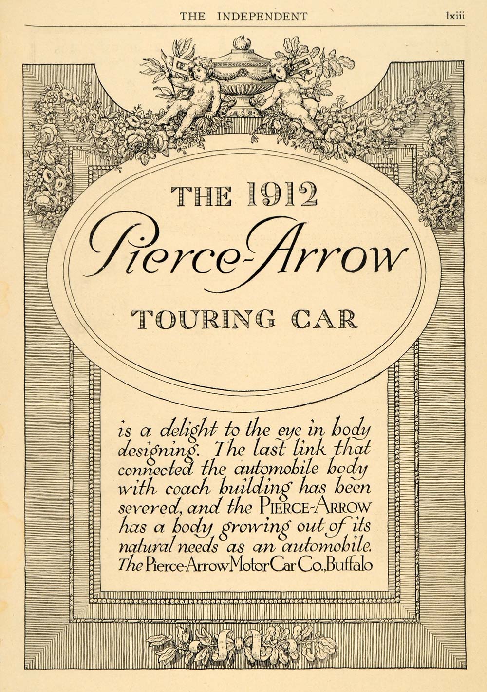 1912 Ad Pierce-Arrow Motor Car Co. Touring Automobile - ORIGINAL TIN5