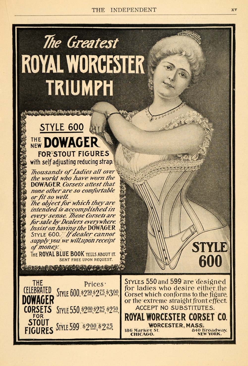 1903 Ad Royal Worcester Corset Co. Clothing Accessories - ORIGINAL TIN5