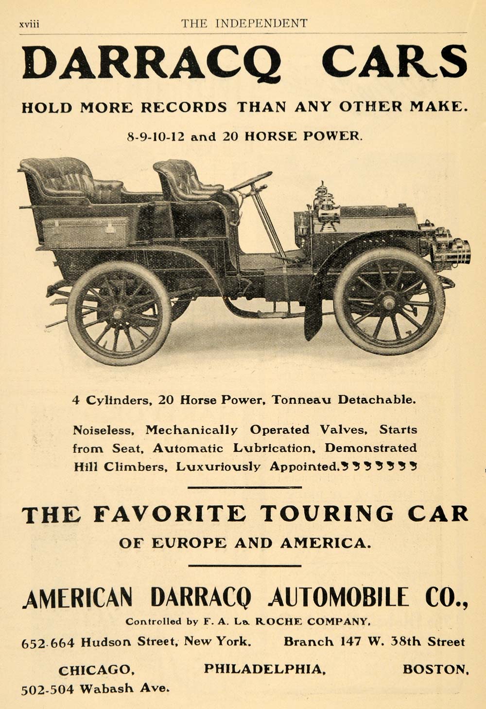 1903 Ad American Darracq Automobile Co. Touring Car - ORIGINAL ADVERTISING TIN5