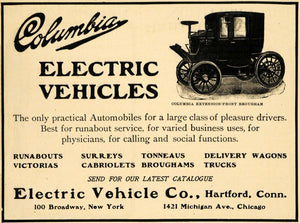 1902 Ad Electric Vehicle Columbia Automobile Runabout - ORIGINAL TIN5
