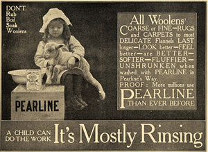 1905 Ad James Pyle Pearline Washing Soap Child Goat - ORIGINAL ADVERTISING TIN5