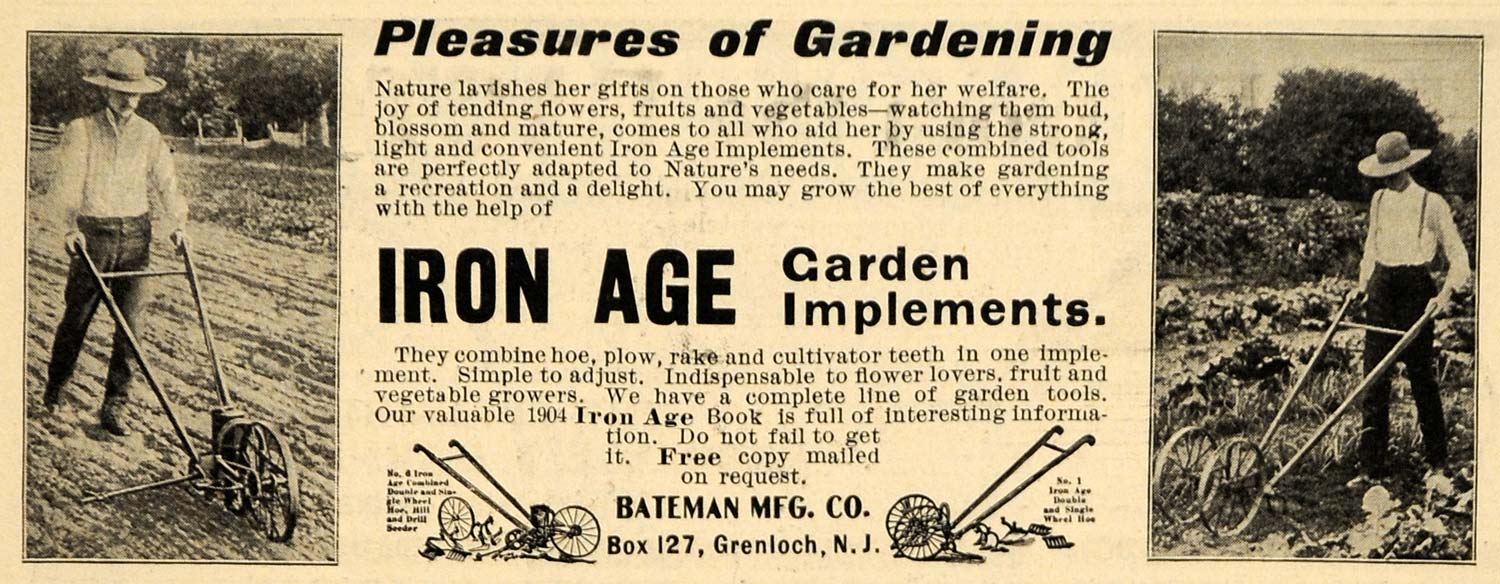 1904 Ad Bateman Mfg Co Iron Age Garden Implements Yard - ORIGINAL TIN5