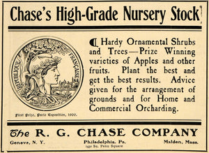 1904 Ad R G Chase Co. High-Grade Nursery Stock Medal - ORIGINAL ADVERTISING TIN5