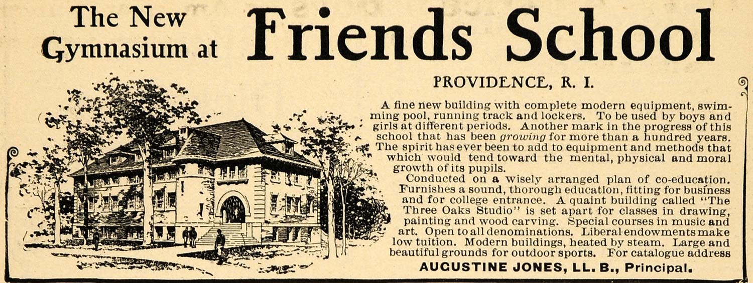 1903 Ad Friends School Educational Institute Providence - ORIGINAL TIN5