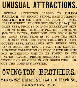 1882 Ad Ovington Brothers Unusual Attractions Decor - ORIGINAL ADVERTISING TIN6