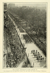 1910 Print King Edward VII Funeral Procession London - ORIGINAL HISTORIC TIN6