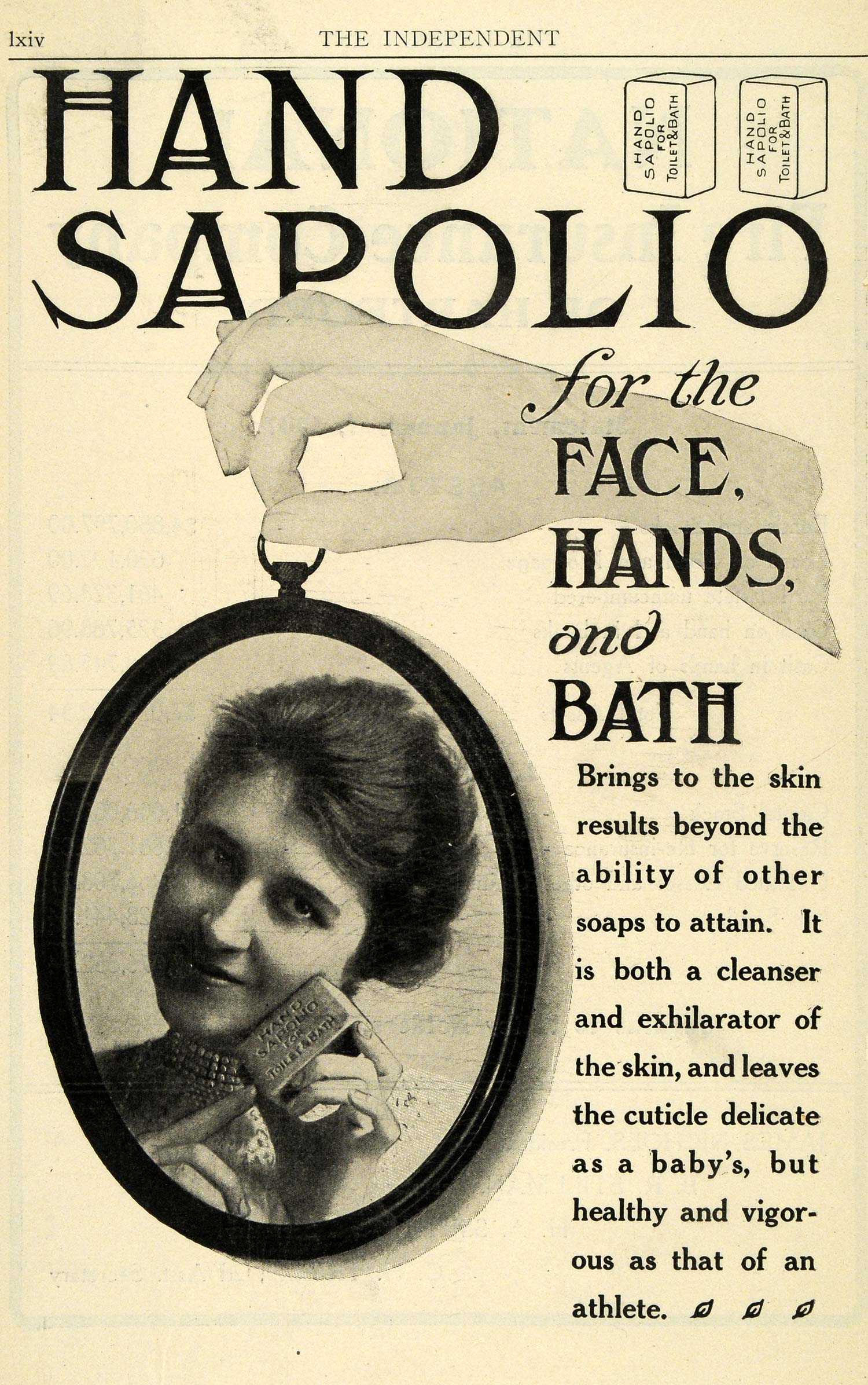 1907 Ad Hand Sapolio Soap Toiletries Skin Care Personal Hygiene Cleanliness TIN6