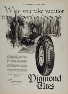 1926 Vintage Ad Diamond Rubber Car Tires Akron Ohio - ORIGINAL ADVERTISING TIR1
