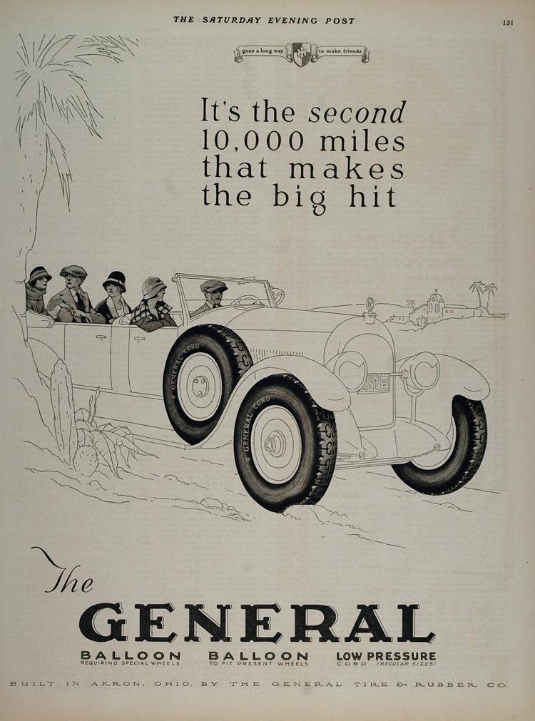 1924 Vintage Ad Firestone General Cord Car Balloon Tire - ORIGINAL TIR1