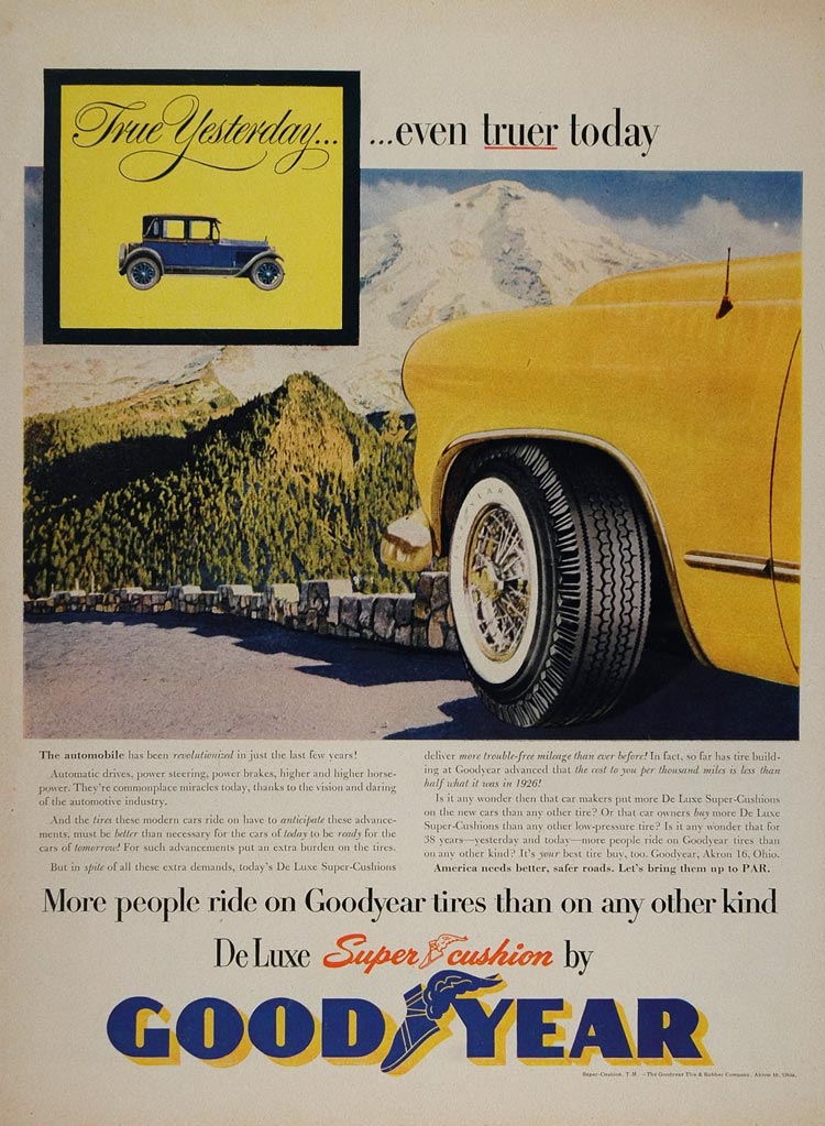 1953 Ad Goodyear DeLuxe Super Cushion Auto Tires SET 3 - ORIGINAL TIR1