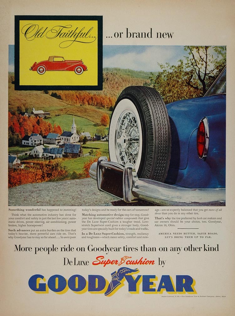 1953 Ad Goodyear DeLuxe Super Cushion Auto Tires SET 3 - ORIGINAL TIR1