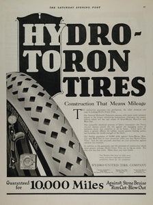 1922 Ad Hydro-United Tire Company Hydro Toron Pottstown - ORIGINAL TIR1