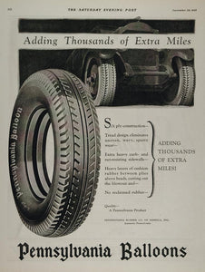 1926 Vintage Ad Pennsylvania Balloon Tires Jeannette PA - ORIGINAL TIR1