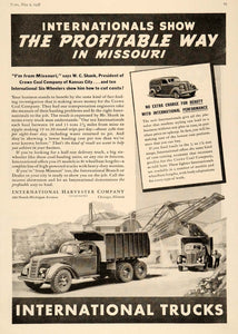 1938 Ad International Harvester Trucks W.C. Shank - ORIGINAL ADVERTISING TK1