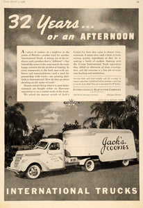 1938 Ad International Trucks Jack's Cookies Al Burgert - ORIGINAL TK1