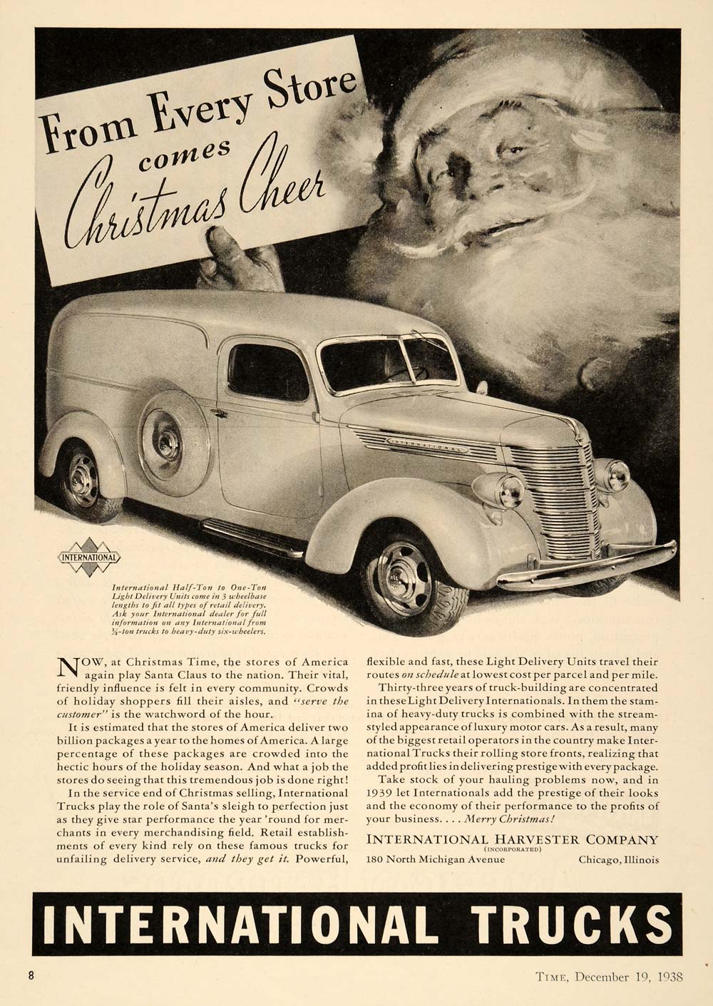 1938 Ad International Trucks Santa Claus Christmas - ORIGINAL ADVERTISING TK1