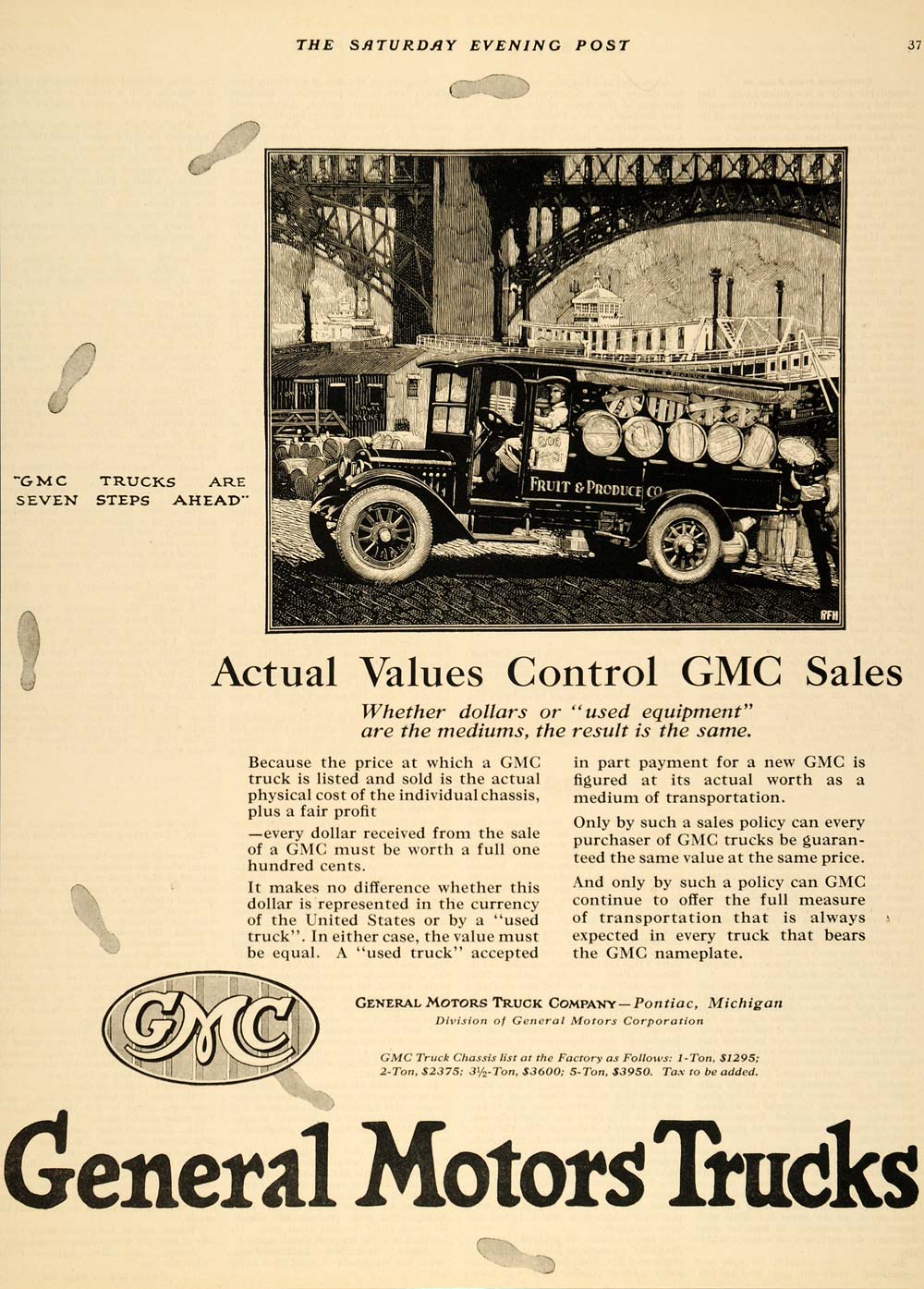 1923 Ad General Motors Trucks Fruit Produce Steps Ahead - ORIGINAL TK1
