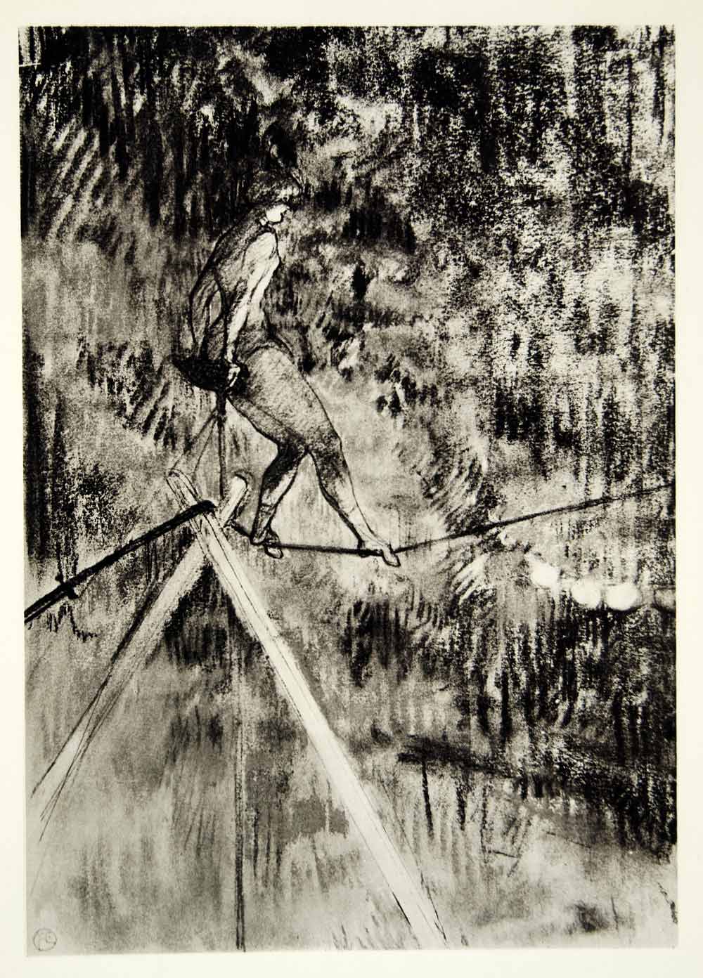 1939 Photogravure Henri Toulouse-Lautrec Circus Tightrope Walker Dancer Art TL4