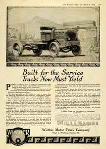 1918 Ad Winther Motor Truck Co Logo Vintage Vehicle Winthrop Harlor TLD1