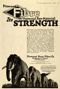 1920 Ad Diamond State Fibre Co Universal Raw Material Elephants Bridgeport TLD1