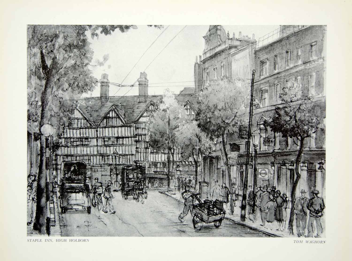 1948 Print Staple Inn High Holborn London England Tom Waghorn Cityscape TLE1