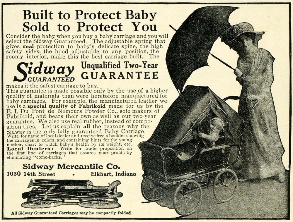 antique baby stroller 1913 Ad Sidway Mercantile Antique Covered Baby Carriage Stroller Elkha