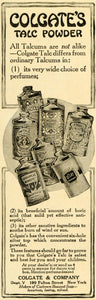 1913 Ad Colgate Talc Powder Varieties Bottles Toiletries Skin Care Boric TLW2