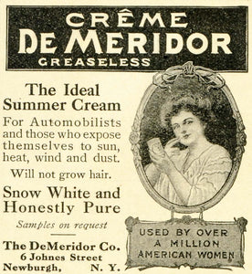 1913 Ad Creaseless Summer Creme DeMeridor Skin Care Automobile Sunburn TLW2