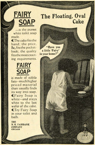1913 Ad Floating Fairy Soap N. K. Fairbank Toiletries Skin Care Bathing TLW2