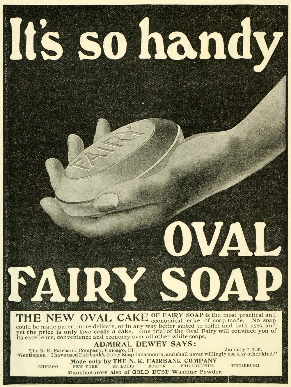 1901 Ad N K Fairbank Fairy Soap Toiletry Toiletries Skin Care Admiral Dewey TLW2