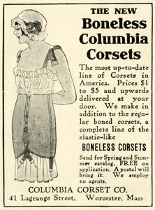 1914 Ad Boneless Columbia Corsets Victorian Fashion Undergarments Worcester TLW2