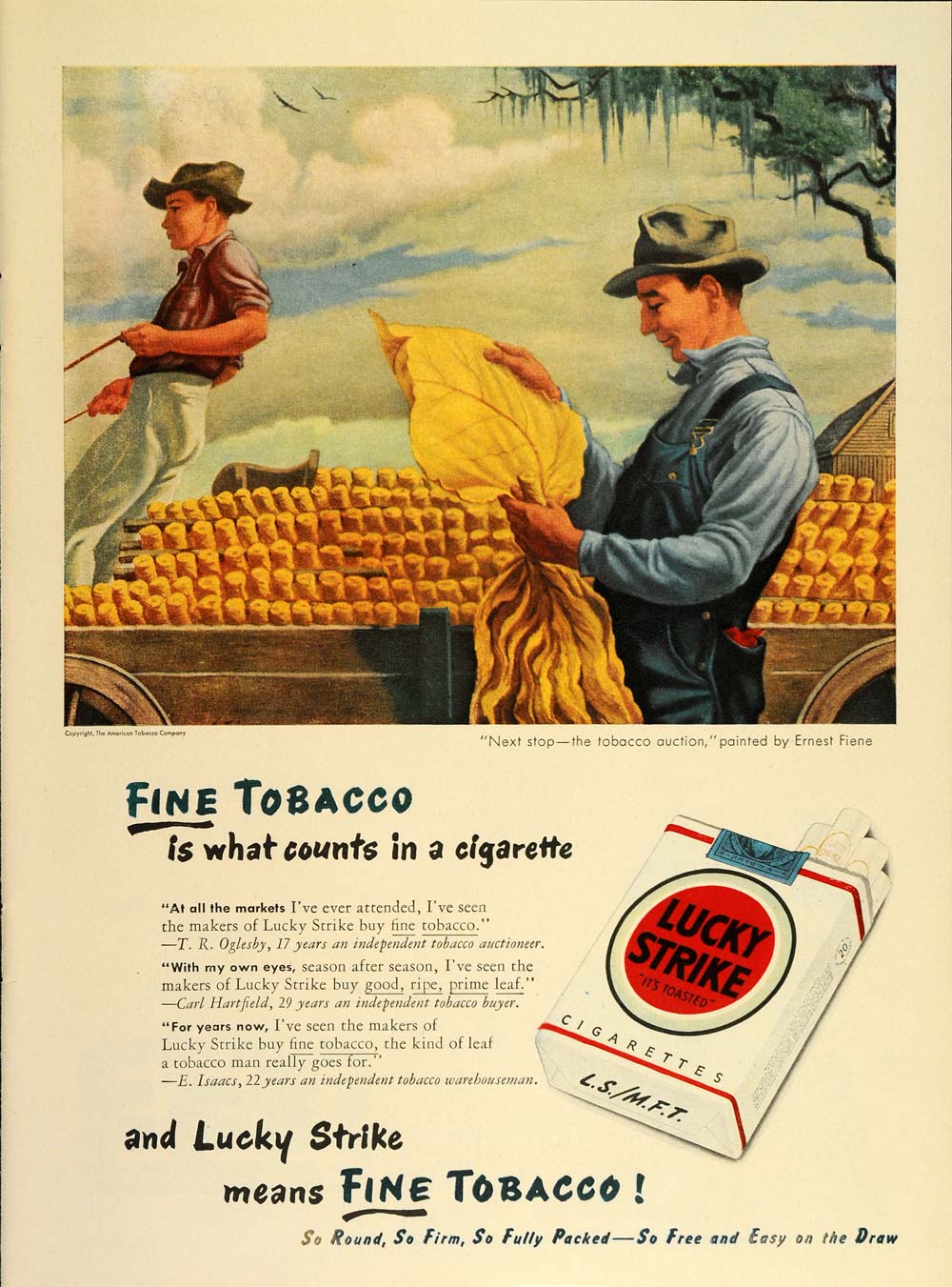 1947 Ad Lucky Strike Cigarettes Tobacco Ernest Fiene