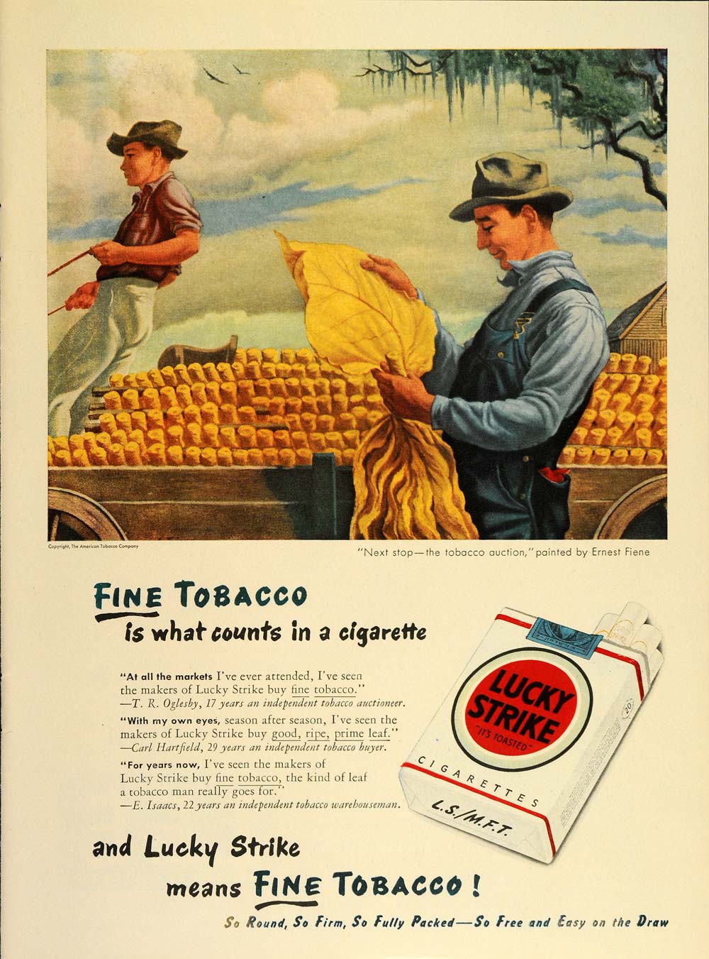 1947 Ad Lucky Strike Cigarettes Tobacco Ernest Fiene - ORIGINAL ADVERTISING TM1