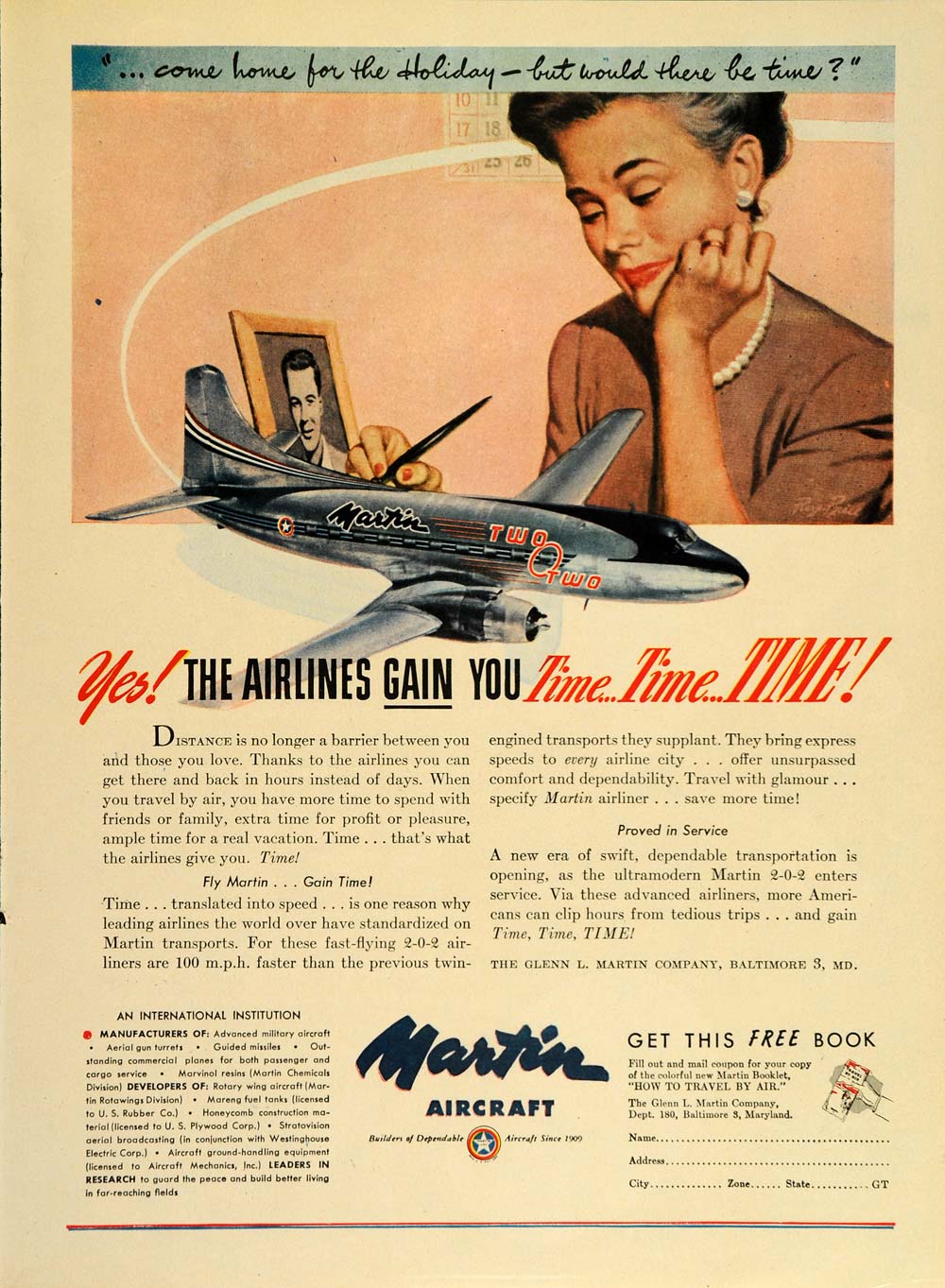 1948 Ad Martin Aircraft Two-O-Two 202 2-0-2 Airplane - ORIGINAL ADVERTISING TM1